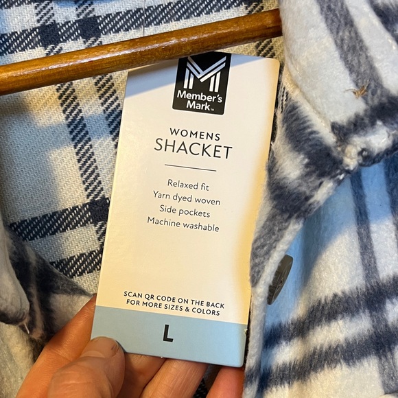 Member's Mark Blue and White Plaid Shacket - Picture 3 of 7